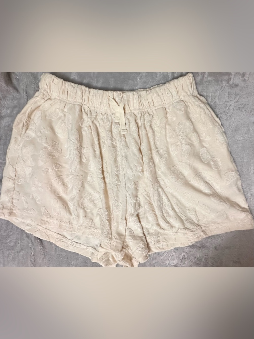 Billabong Loosen Up Floral Terry Cloth Jacquard Shorts Cream Size S